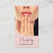 Monogram Logo Foto Nail Artist Pink Visitenkarte (Vorderseite)