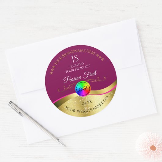 Monogram-Logo für das Rotwein-Gold-Logo Runder Aufkleber (Umschlag)