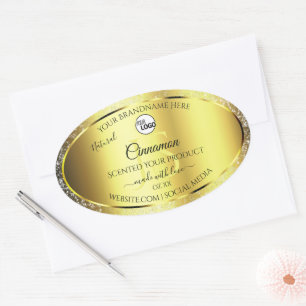 Monogram-Logo für den Luxus-Gold-Glitzer Ovaler Aufkleber