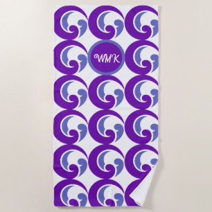 Monogram-Logo für lila Wave Strandtuch