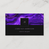 Monogram Logo Geode Lila Black Abstrakt QR Code Visitenkarte (Vorderseite)
