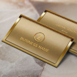 Monogram Logo Gold Frame Modern Bronze Visitenkarte<br><div class="desc">Deluxe Gold Border Monogram Bronze Business Card.</div>