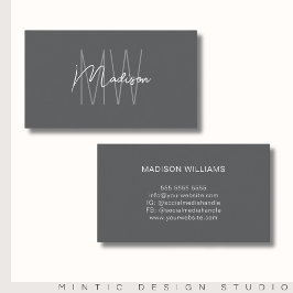 Monogram Logo Grau Moderne Minimalistisch Visitenkarte