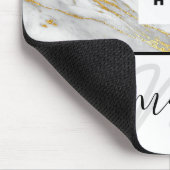 Monogram-Logo-Marble Gold Grau Weiß Mousepad (Ecke)