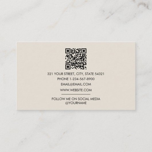 Monogram Logo-Minimalistisch Boho Beige-Vorlage Visitenkarte (Rückseite)