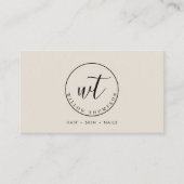 Monogram Logo-Minimalistisch Boho Beige-Vorlage Visitenkarte (Vorderseite)