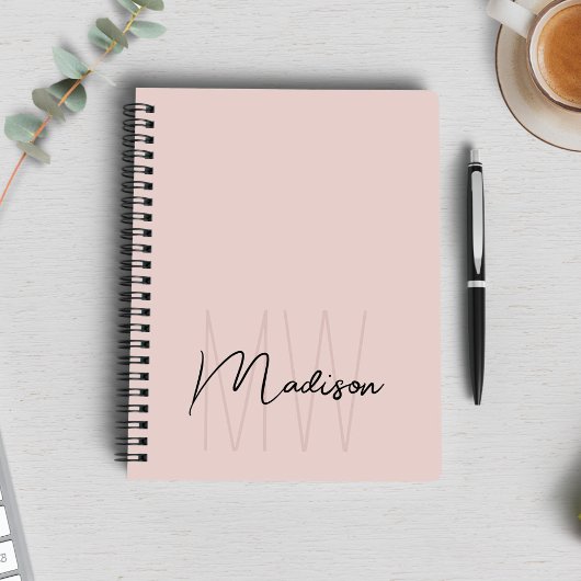 Monogram Logo Modern Minimalistisch Blush Pink Notizblock