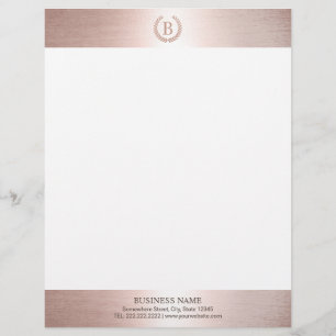 Monogram Logo Moderne Rose Gold Border Briefbogen