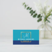 MONOGRAM LOGO Moderne Smart Gold Box Aqua Marine B Visitenkarte (Stehend Vorderseite)