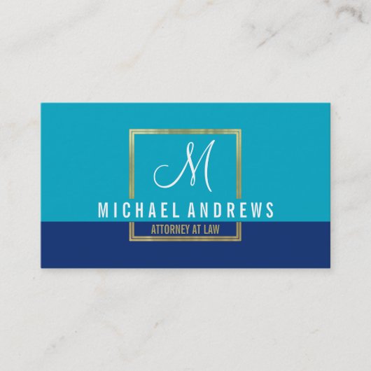 MONOGRAM LOGO Moderne Smart Gold Box Aqua Marine B Visitenkarte (Vorderseite)