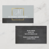 MONOGRAM LOGO Moderne Smart Gold Box Graukohle Visitenkarte (Vorne/Hinten)