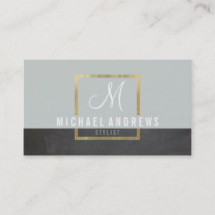 MONOGRAM LOGO Moderne Smart Gold Box Graukohle Visitenkarte