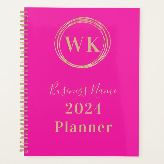 Monogram Logo Pink Gold Business 2024 Planer (Vorderseite)