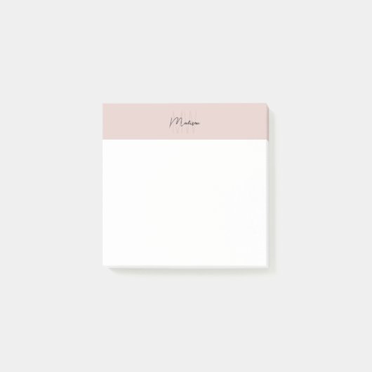 Monogram Logo Rosa Modern Minimalistisch Post-it Klebezettel (Vorderseite)