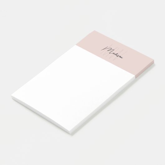 Monogram Logo Rosa Modern Minimalistisch Post-it Klebezettel (angewinkelt)