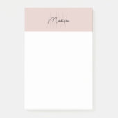 Monogram Logo Rosa Modern Minimalistisch Post-it Klebezettel (Vorderseite)