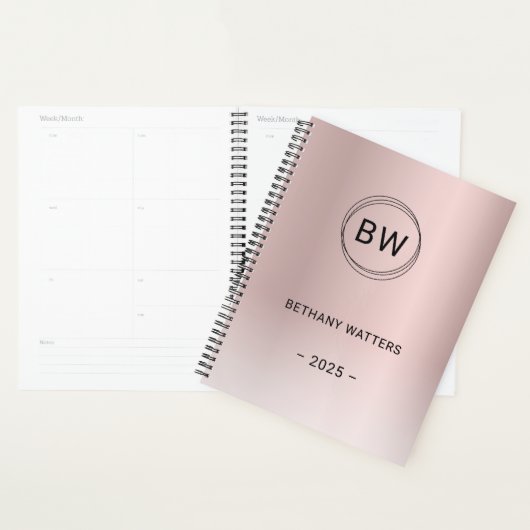 Monogram Logo Rose Gold Blush Metallic Planer (Anzeige)