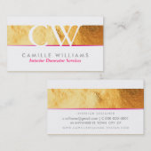 MONOGRAM LOGO smart glamour gold folie hot pink Visitenkarte (Vorne/Hinten)