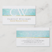 MONOGRAM LOGO whimsical ätheral bokeh aqua blue Visitenkarte (Vorne/Hinten)