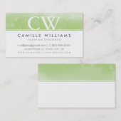 MONOGRAM LOGO whimsical ombre Aquarell grün Visitenkarte (Vorne/Hinten)