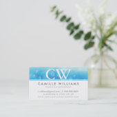 MONOGRAM LOGO whimsical ombre wassercolor aqua blu Visitenkarte (Stehend Vorderseite)