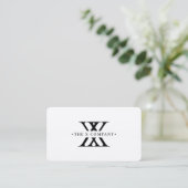 Monogram Logo X White Simple Modern Visitenkarte (Stehend Vorderseite)
