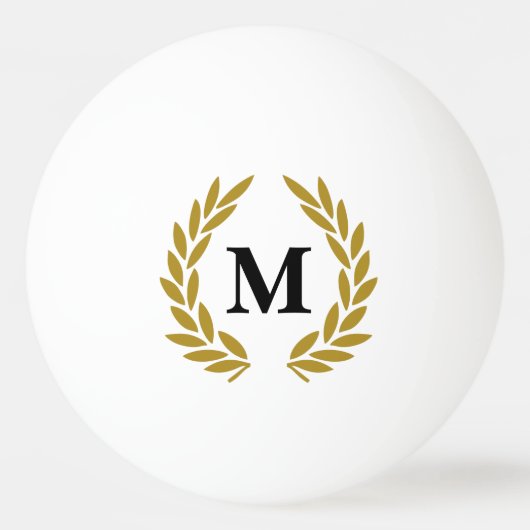 Monogram Lorberkranz Gold Tischtennisball (Vorderseite)