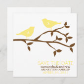 Monogram Love Birds Wedding Save the Date (Vorne/Hinten)