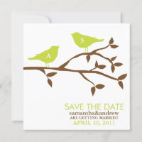 Monogram Love Birds Wedding Save the Date Cards