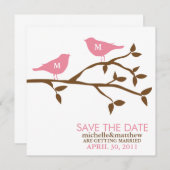 Monogram Love Birds Wedding Save the Date Einladung (Vorne/Hinten)