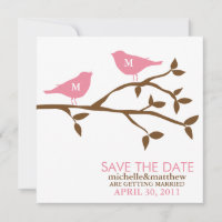Monogram Love Birds Wedding Save the Date