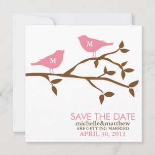 Monogram Love Birds Wedding Save the Date Einladung