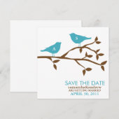 Monogram Love Birds Wedding Save the Date Einladung (Vorne/Hinten)