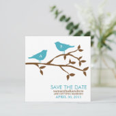 Monogram Love Birds Wedding Save the Date Einladung (Stehend Vorderseite)