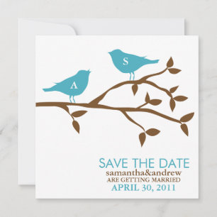 Monogram Love Birds Wedding Save the Date Einladung