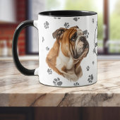 Monogram Love My Bulldog Pawprint Pattern Tasse