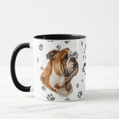 Monogram Love My Bulldog Pawprint Pattern Tasse (Links)