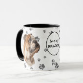 Monogram Love My Bulldog Pawprint Pattern Tasse (Vorderseite Links)