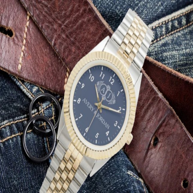 Monogram lovers bride and groom wedding gift  armbanduhr (Von Creator hochgeladen)