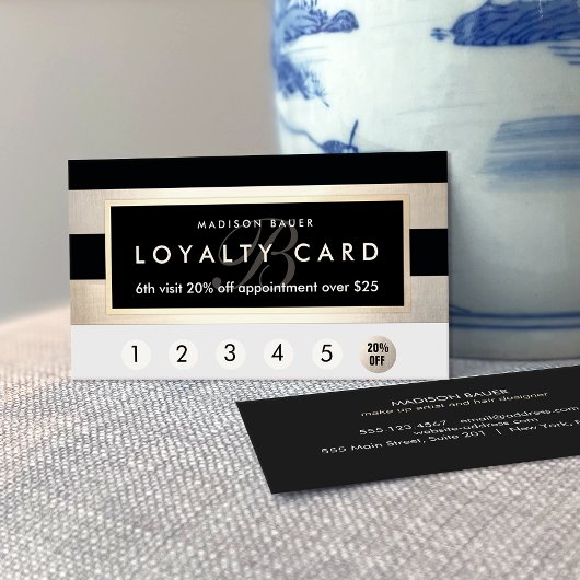 Monogram Loyalty 6 Punch Gold und Black Strip Treuekarte