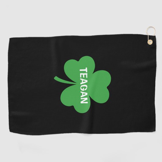 Monogram Lucky Shamrock Clover Golfhandtuch (Horizontal)