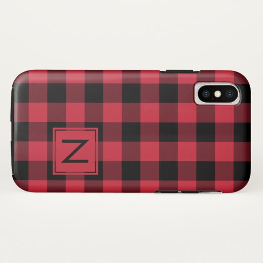 Monogram Lumberjack Red Black Buffalo Kariert Case-Mate iPhone Hülle (Rückseite (Horizontal))