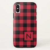 Monogram Lumberjack Red Black Buffalo Kariert Case-Mate iPhone Hülle (Rückseite)