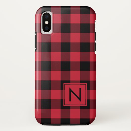 Monogram Lumberjack Red Black Buffalo Kariert Case-Mate iPhone Hülle (Rückseite)