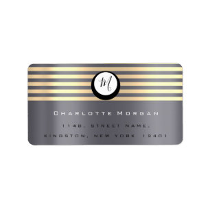 Monogram Lux Gray Champaigne Gold UAWG Streifen Adressaufkleber