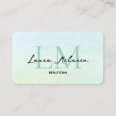 Monogram Luxe Aesthetics Mint Pastel QR-Code Visitenkarte (Vorderseite)