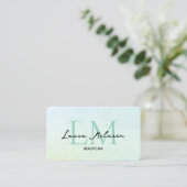 Monogram Luxe Aesthetics Mint Pastel QR-Code Visitenkarte (Stehend Vorderseite)