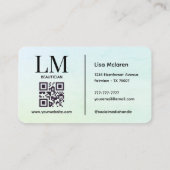 Monogram Luxe Aesthetics Mint Pastel QR-Code Visitenkarte (Rückseite)