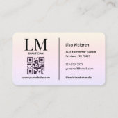 Monogram Luxe Ästhetik Pastellfarben QR-Code Visitenkarte (Rückseite)