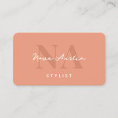 Monogram Luxe Trendy Aesthetic Coral Pink QR Cod Visitenkarte (Vorderseite)